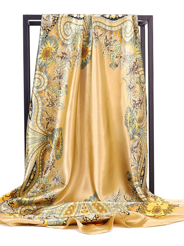New Fashion Women Silk Scarf Square Holiday Print Head Scarfs Female Satin Hijab Scarves Shawl Wrap Lady Headband Foulard - LuckyFash™