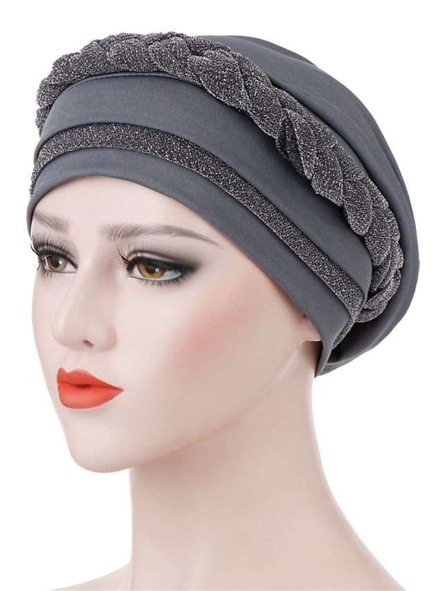 India Muslim Women Hijab Hat Two Color Splicing Cap Braid Turban Headscarf Islamic Head Wrap Lady Beanie Bonnet Hair Loss Cover - LuckyFash™