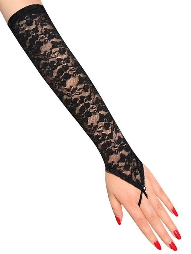 Women's Fingerless Gloves Lace Gloves Wedding Party Evening Gift Polyester Simple Bridal Gloves Sexy 1 Pair - LuckyFash™