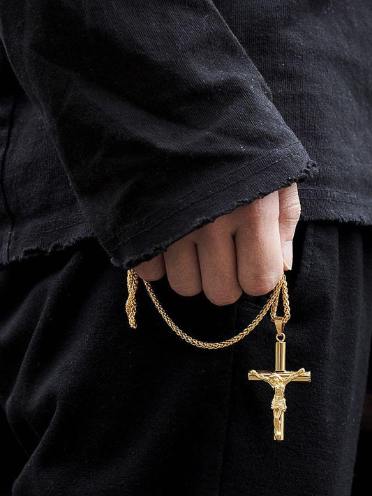 Stainless Steel Plated with Jesus Christ Crucifix Cross Pendant - LuckyFash™