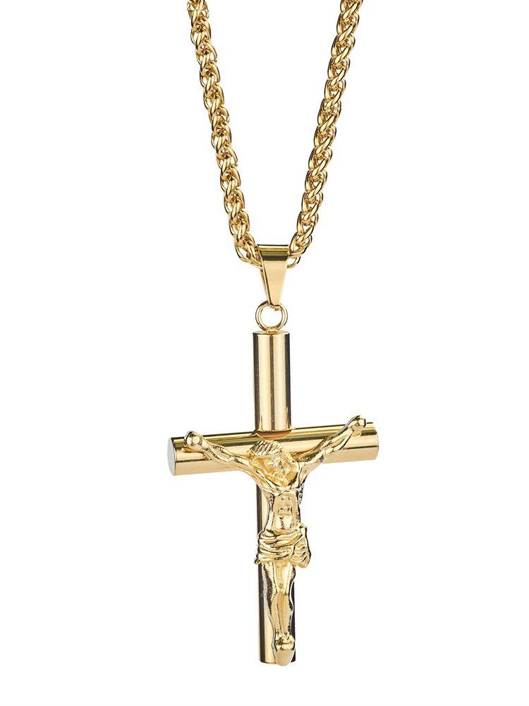 Stainless Steel Plated with Jesus Christ Crucifix Cross Pendant - LuckyFash™