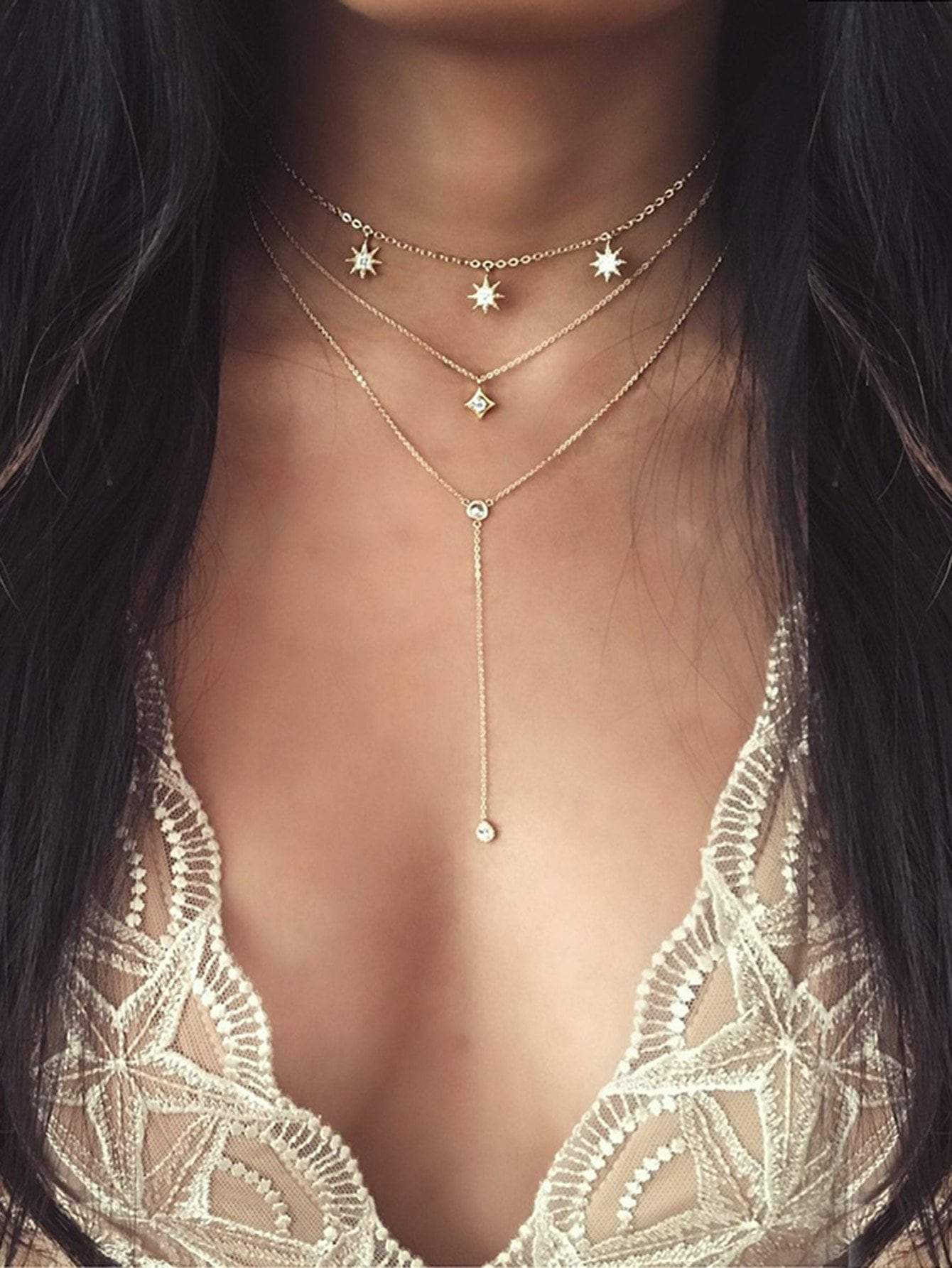Star Detail Lariats Layered Necklace - LuckyFash™