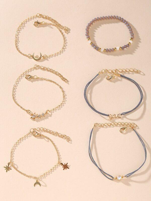 Star & Moon Assorted Bracelet Set - 6pcs - LuckyFash™