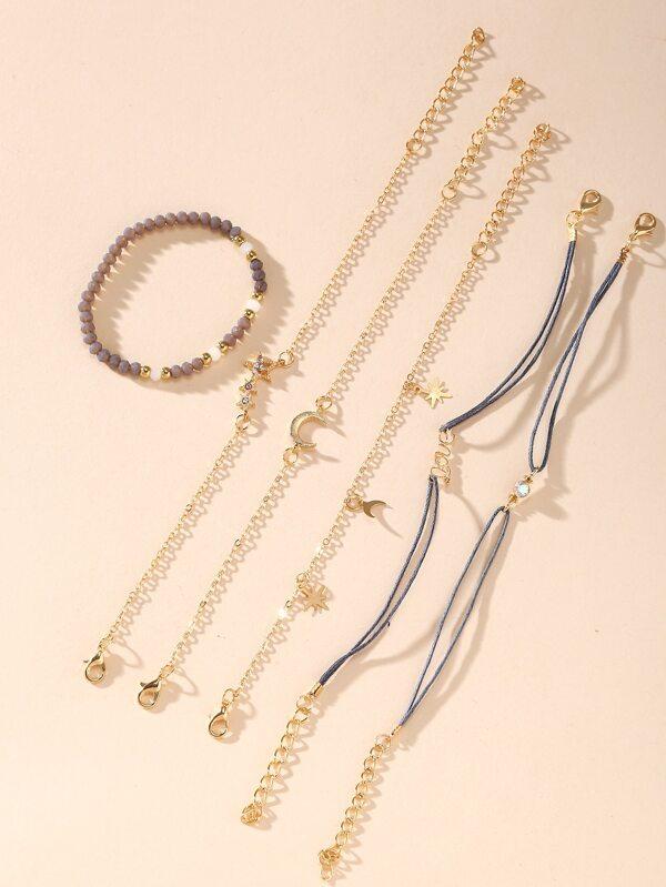 Star & Moon Assorted Bracelet Set - 6pcs - LuckyFash™