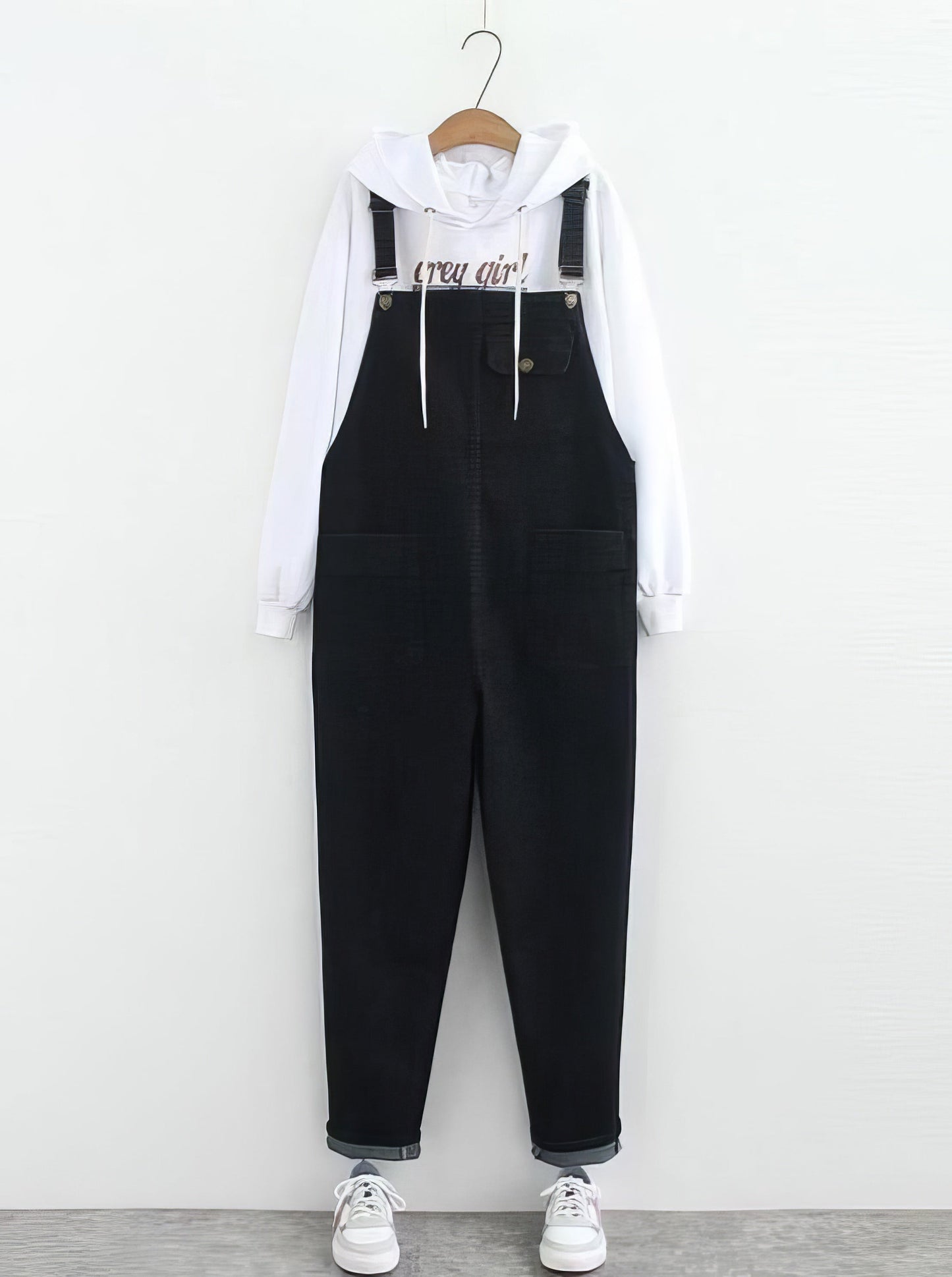 Straight Plus Size Curve Dark-Wash Plus-Size Jean Overalls - LuckyFash™