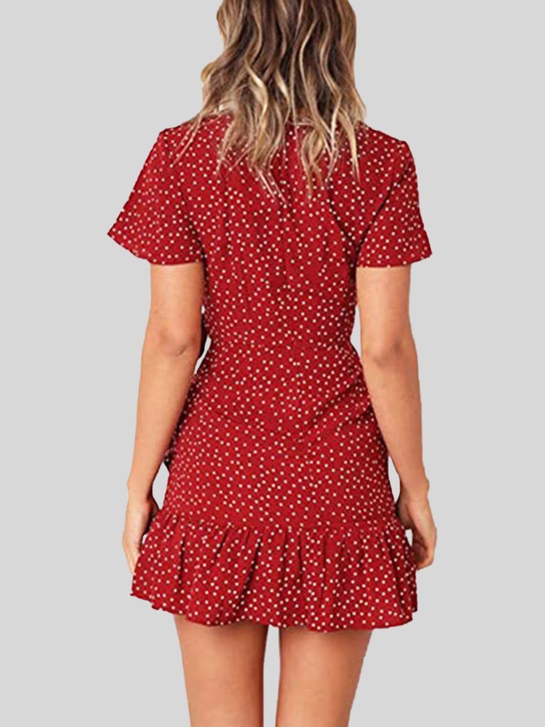 Summer Casual V Neck Print Ruffle Dress - LuckyFash™