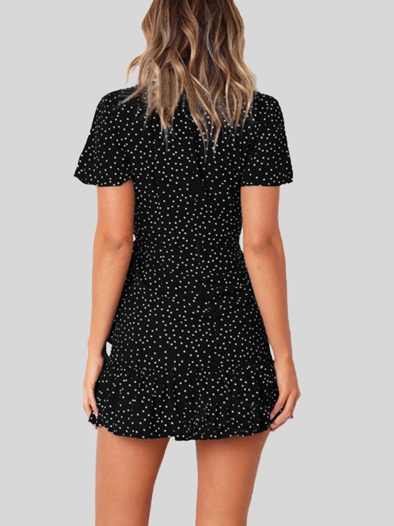 Summer Casual V Neck Print Ruffle Dress - LuckyFash™