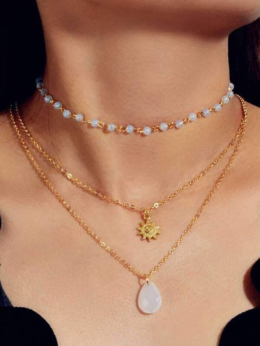Sun Charm Layered Necklace - LuckyFash™