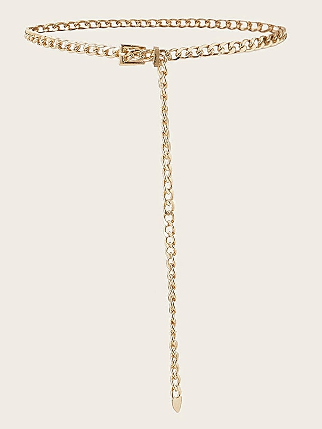 Women's Unisex Chain Belt Metal Chain Prong Buckle Plain Casual Classic Party Daily Silver Gold - LuckyFash™