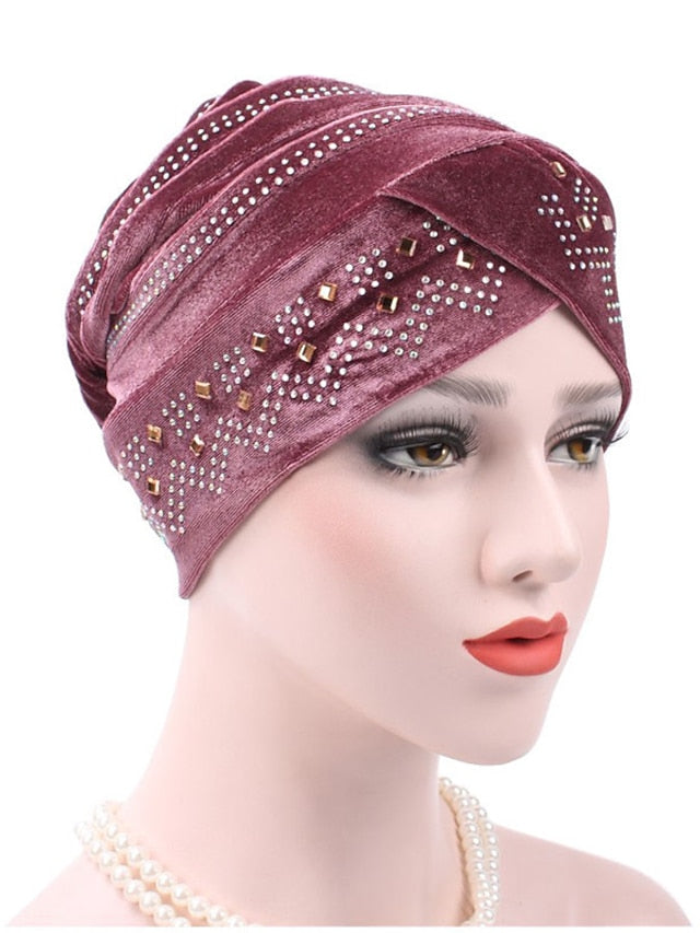 Solid Color Inner Hijabs Muslim Turban Caps For Women With Drill Ethnic Islamic Wrap Head Turbante Ready To Wear Hijab Bonnet - LuckyFash™