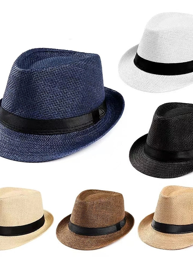 Unisex Sunhat Women Men Fashion Summer Casual Trendy Beach Sun Straw Jazz Band Hat Cowboy Fedora Hat - LuckyFash™