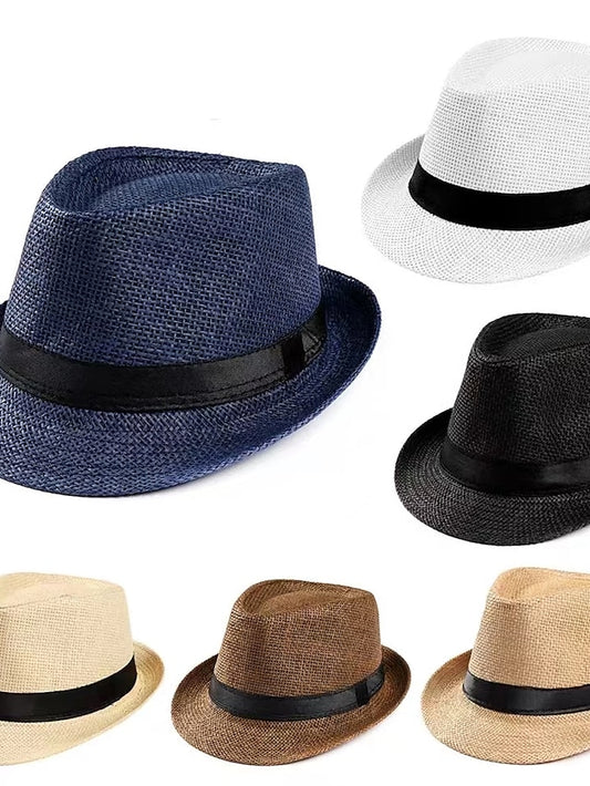 Unisex Sunhat Women Men Fashion Summer Casual Trendy Beach Sun Straw Jazz Band Hat Cowboy Fedora Hat - LuckyFash™