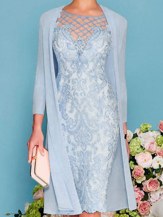 Women‘s Lace Dress Dress Set Midi Dress Pink Yellow Light Green Light gray Light Blue White 3/4 Length Sleeve Floral Pure Color Lace Summer Spring Crew Neck Elegant Classic Party 2023 S M L XL XXL 3XL - LuckyFash™