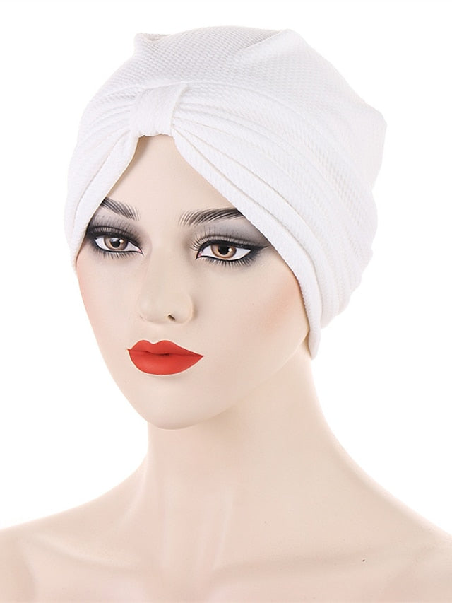 Fashion Solid Color Women Muslim Headscarf Top Knotted Turban Hat Sleep Hat Inner Hijab Bonnet Femme Round Head Cover Headwrap - LuckyFash™