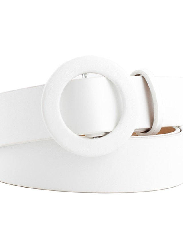 Unisex PU Buckle Belt PU Leather Sliding Buckle O-ring Casual Classic Party Daily White Black Pink Red for Women - LuckyFash™
