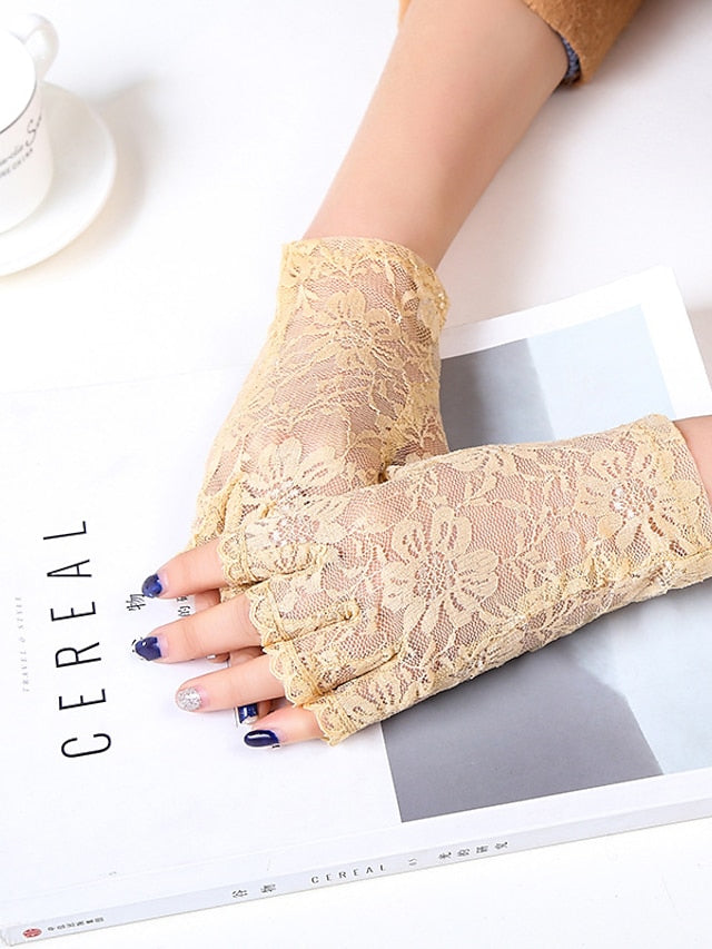 Women's Fingerless Gloves Party / Evening Daily Flower / Plants Lace Casual Sweet Breathability 1 Pair - LuckyFash™