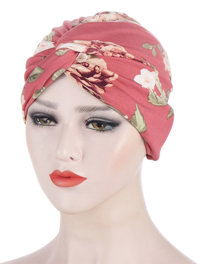 Women Muslim Daily Turban Folding Cross Knotted Hair Scarf Elastic Head Wrap Headwear Bandanas Lady Hair Hats Beanie Hair Loss Accessories - LuckyFash™