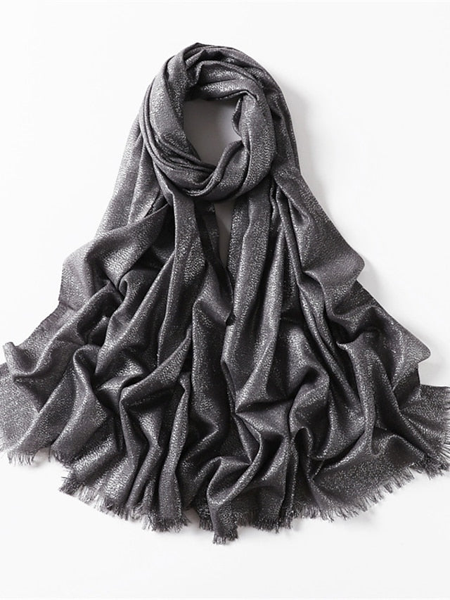 Women's Women's Shawls & Wraps Outdoor Dailywear Holiday Black Brown Purple Scarf Pure Color - LuckyFash™