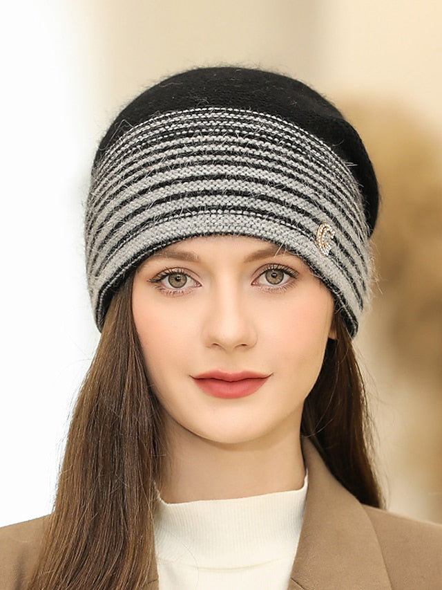 Women's Hat Beanie / Slouchy Black Purple Wine Outdoor Home Daily Knit Letter Stripe Portable Windproof Comfort - LuckyFash™