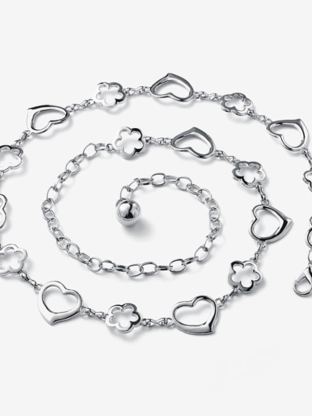 Women's Unisex Chain Belt Metal Chain Buckle Free Flower Decor Casual Classic Party Daily Silver Gold - LuckyFash™