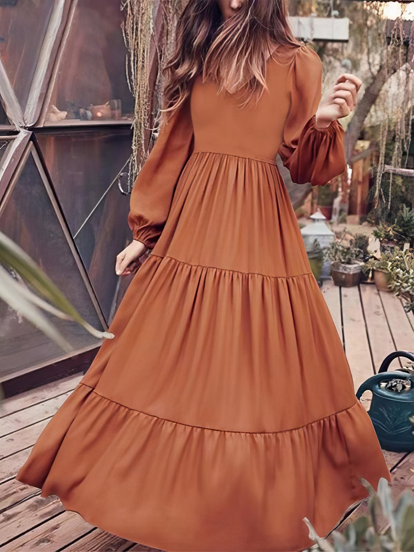 Temperament V-Neck Long Sleeve Flowy Dress - LuckyFash™