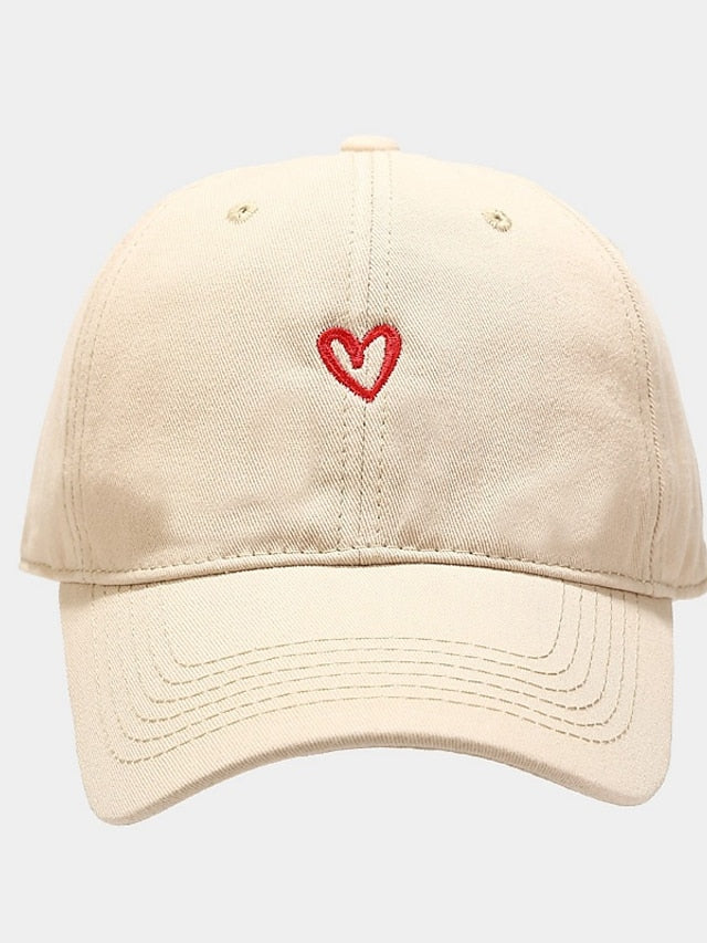 Cotton Baseball Caps Unisex Casual Sunhat Heart Embroidery Man Women Summer Hat Outsport Daily Duck Tongue Cap Couple Sun Visor - LuckyFash™