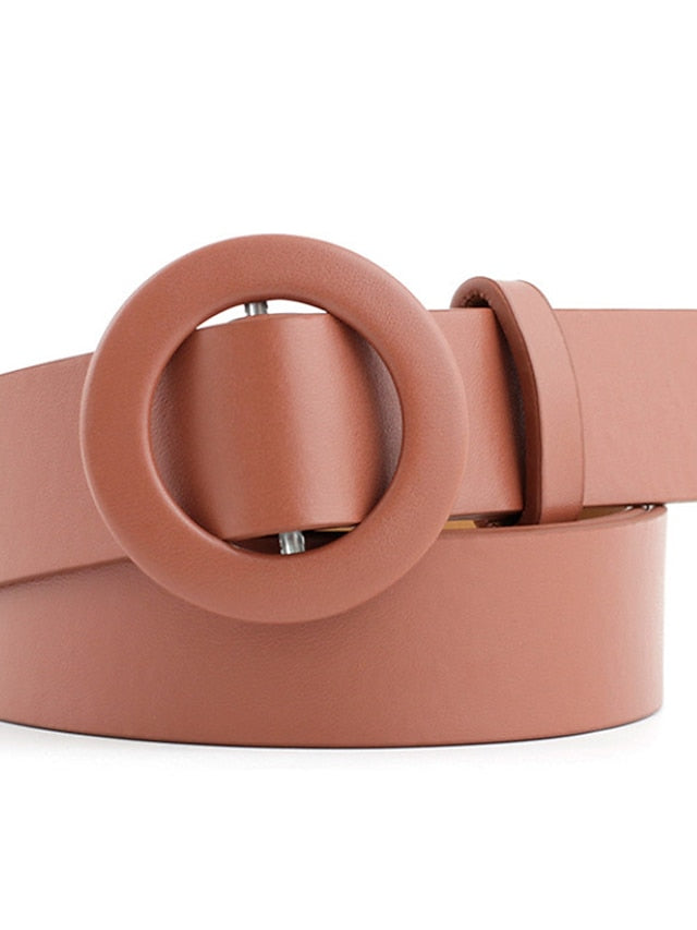 Unisex PU Buckle Belt PU Leather Sliding Buckle O-ring Casual Classic Party Daily White Black Pink Red for Women - LuckyFash™