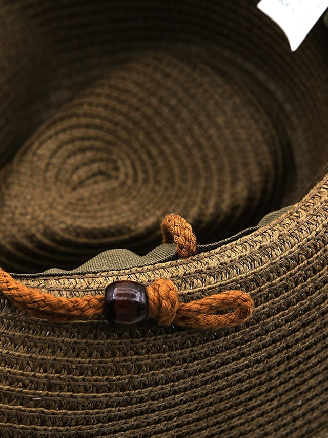 Ethnic Style Hat Cowboy Men Straw Panama Hat Belt Cow Decorate Wide Brimmed Hats For Summer Khaki Women Hat New Arrival - LuckyFash™