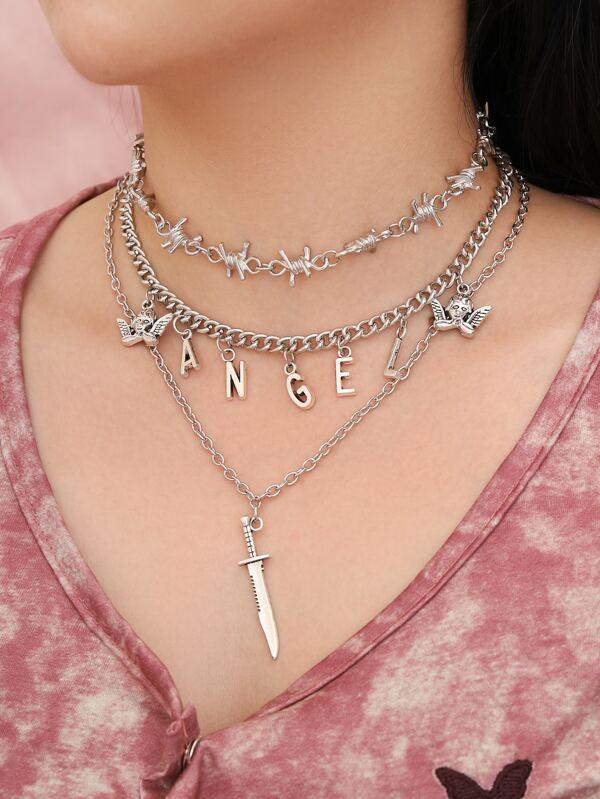 Thorn & Angel Charm Layered Necklace - LuckyFash™