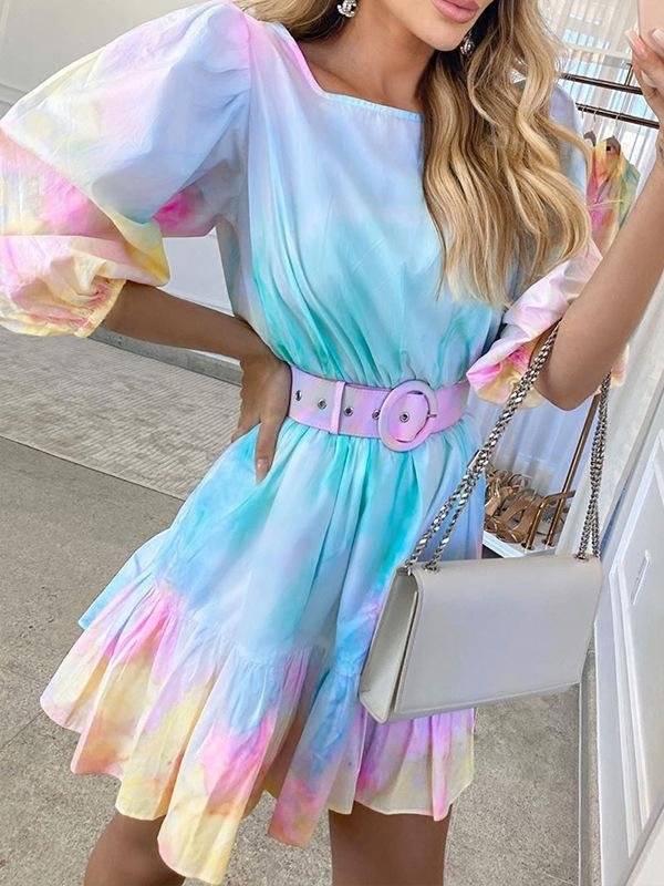 Tie-dye Ruffled Hem Dress - LuckyFash™