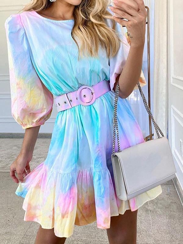 Tie-dye Ruffled Hem Dress - LuckyFash™