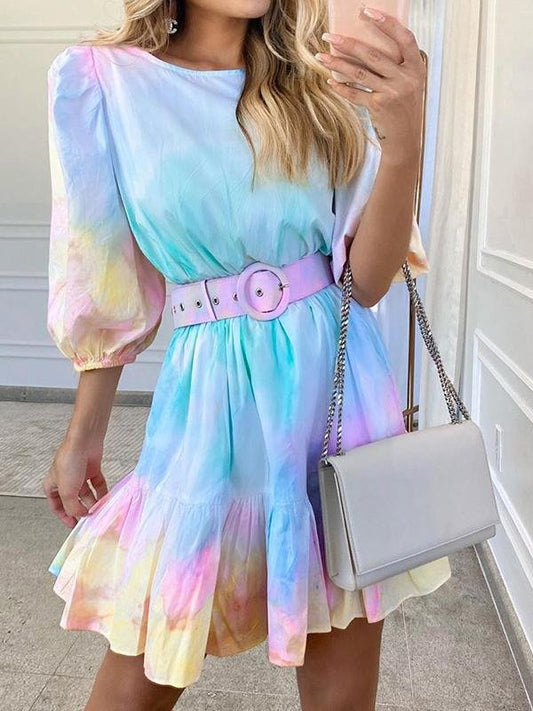 Tie-dye Ruffled Hem Dress - LuckyFash™