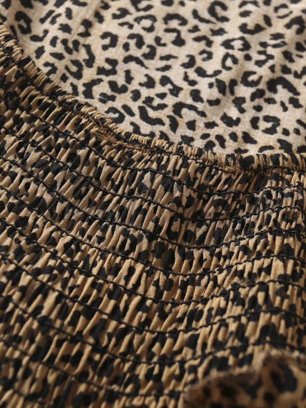 Tie Shoulder Frill Trim Leopard Cami Dress - LuckyFash™