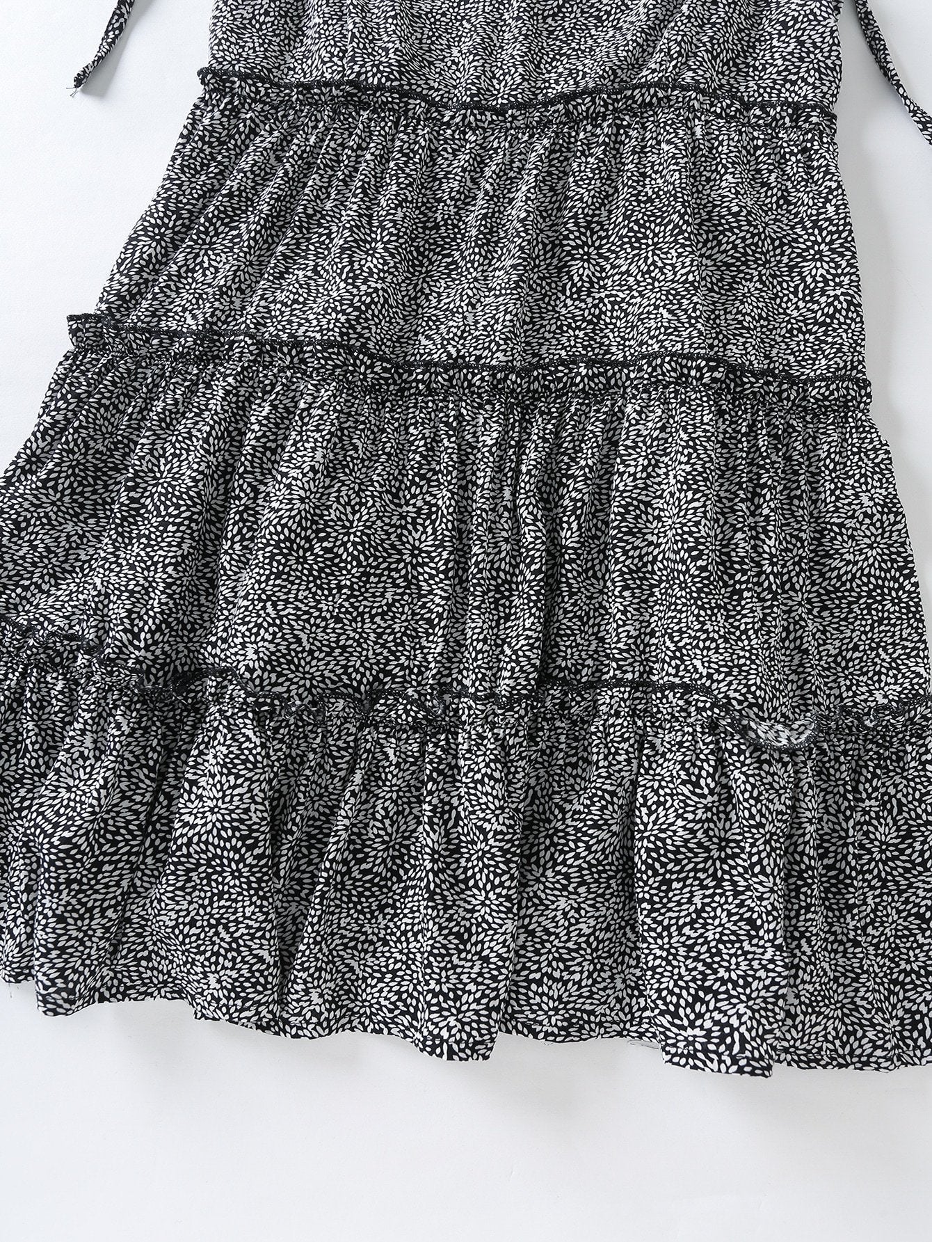 Tie Shoulder Frill Trim Leopard Cami Dress - LuckyFash™