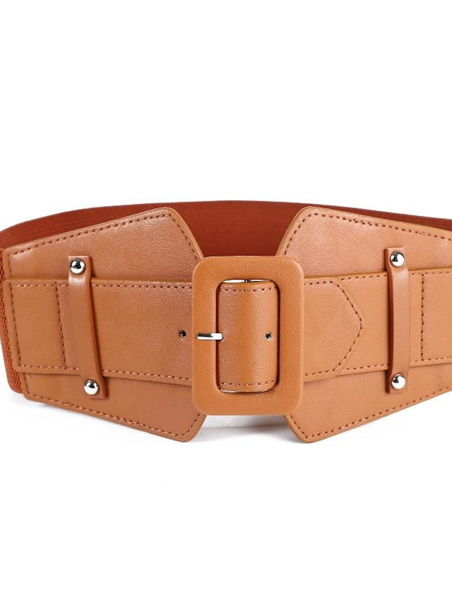 Rectangle Buckle Wide Belt - LuckyFash™
