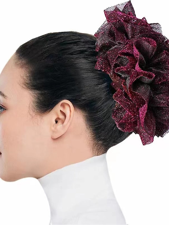 Bling Scrunchies Giant Large Intestine Big Hair Ties Elastic Rubber Bands Glitter Ponytail Holder Hijab Volumizing Scrunchies for Women - LuckyFash™