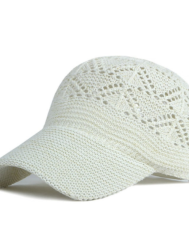 Glossy Ladies Knitting Sun Hat Summer Outdoor Hollow Mesh Breathable Sunshade Hats New Fashion All-Match Lady Baseball Hat - LuckyFash™