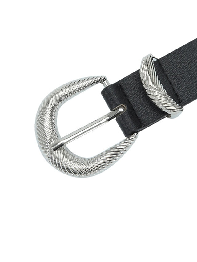 Unisex PU Buckle Belt PU Leather Prong Buckle D-ring Classic Casual Party Work Black White Pink Brown for Women - LuckyFash™