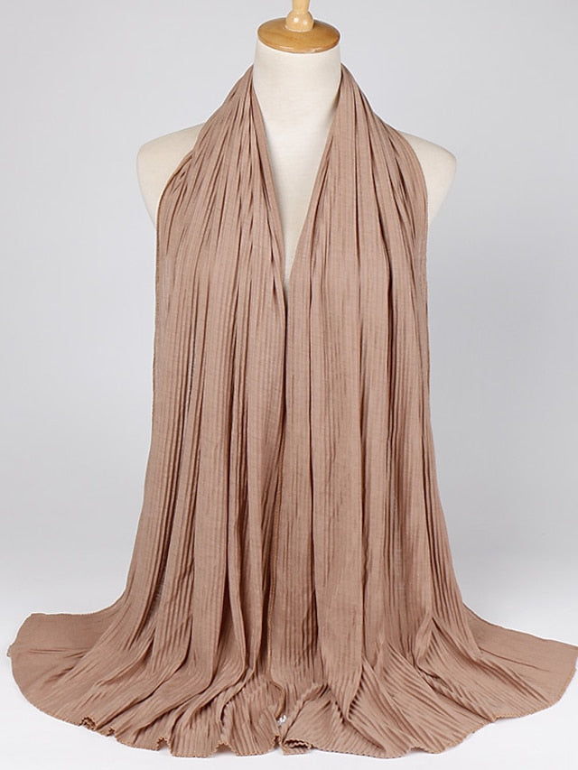Multiple Colors Plain Solid Wrinkle Maxi Jersey Hijab Shawl Wrap Elastic Foulards Sjaal Arab Snood Islamic Muslim Headband 180*80Cm - LuckyFash™
