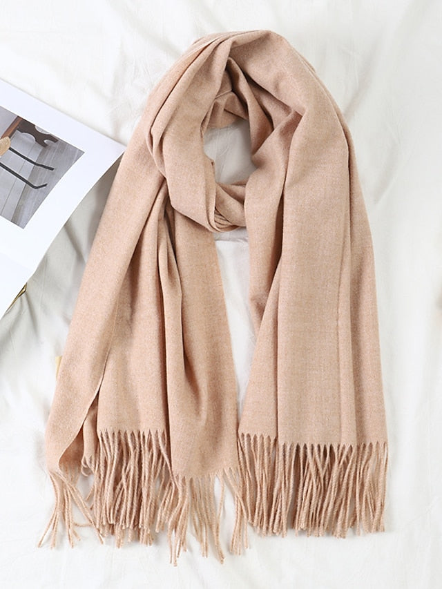 Women's Women's Shawls & Wraps Party Black Scarf Pure Color / Basic / Red / Fall / Winter / Polyester - LuckyFash™