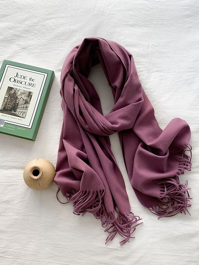 Women's Women's Shawls & Wraps Party Black Scarf Pure Color / Basic / Green / Khaki / Fall / Winter - LuckyFash™