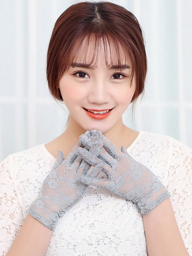 Women's Lace Gloves Wedding Party Evening Holiday Polyester Vacation Bridal Gloves Lolita 1 Pair - LuckyFash™