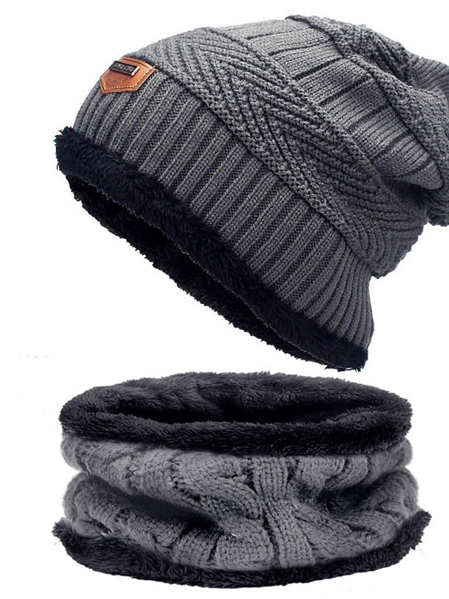 Men's Women's Slouchy Beanie Hat Winter Warm Set Outdoor Home Daily Solid / Plain Color Knitting Casual Casual / Daily 1 Pack - LuckyFash™