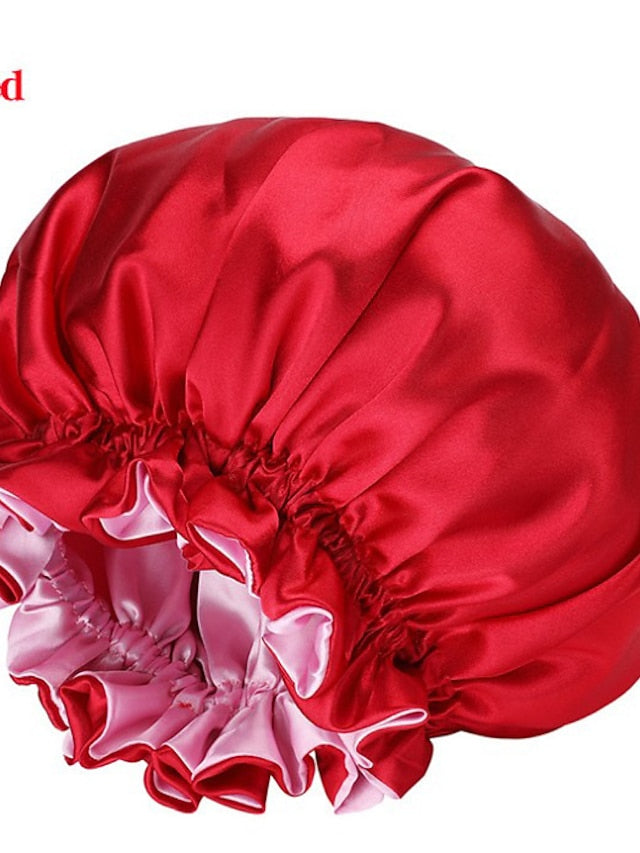Large double-layer Satin nightcap female European and American large round cap chemotherapy cap Satin bonnet - LuckyFash™