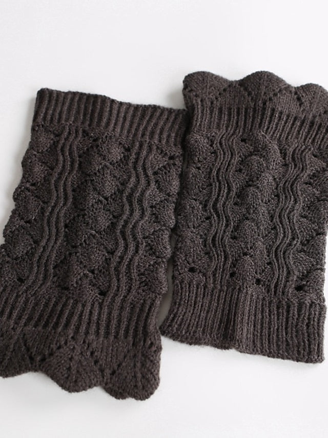 Leg Warmers Boot Cuffs Home Daily Solid Color Knit Casual Boho / Bohemian Warm 1 Pair for Women - LuckyFash™