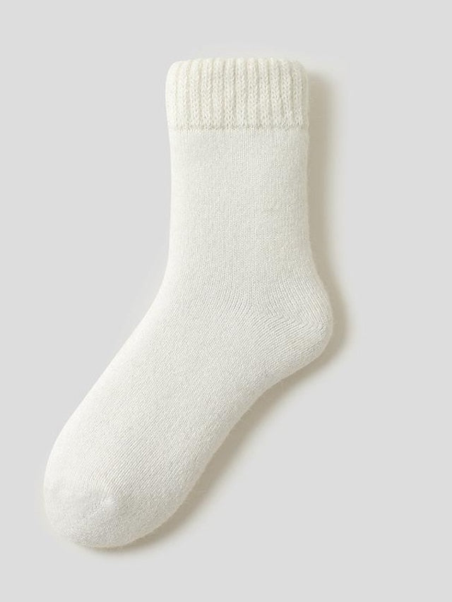 Women's Crew Socks Thick Winter Warm Socks Home Office Work Solid Color Wool Spandex Nylon Basic Casual Classic Warm Casual 1 Pair - LuckyFash™