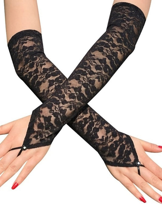 Women's Fingerless Gloves Lace Gloves Wedding Party Evening Gift Polyester Simple Bridal Gloves Sexy 1 Pair - LuckyFash™