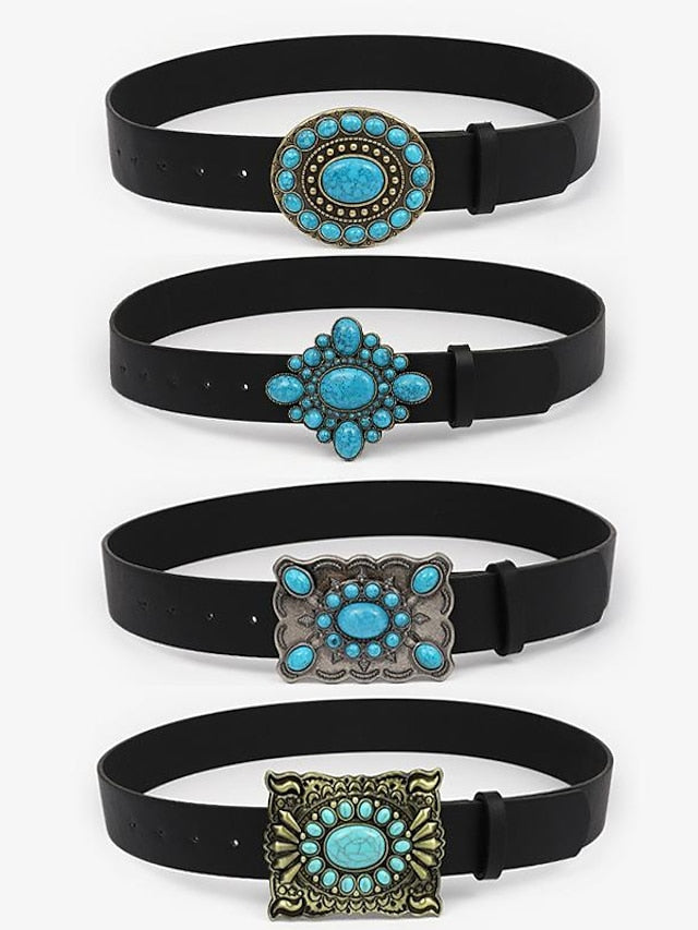Women's PU Buckle Belt PU Leather Metal Bucke Engraved Classic Wedding Party 1138-7 1138-5 1138 1138-1 - LuckyFash™