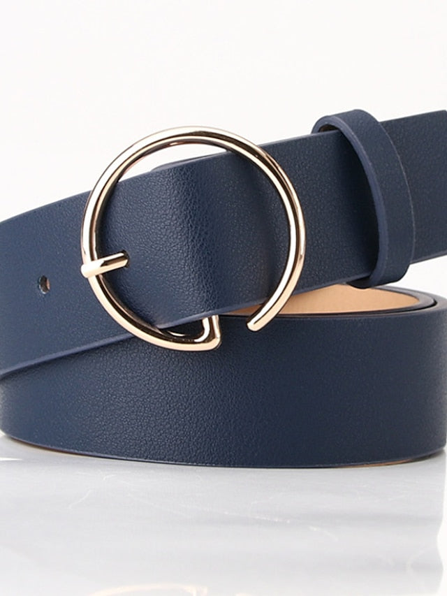 Women's Unisex PU Buckle Belt PU Leather Prong Buckle Plain Casual Classic Party Daily Green Black Brown Navy Blue - LuckyFash™