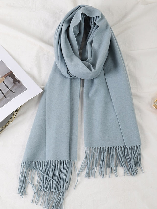 Women's Women's Shawls & Wraps Party Black Scarf Pure Color / Basic / Red / Fall / Winter / Polyester - LuckyFash™